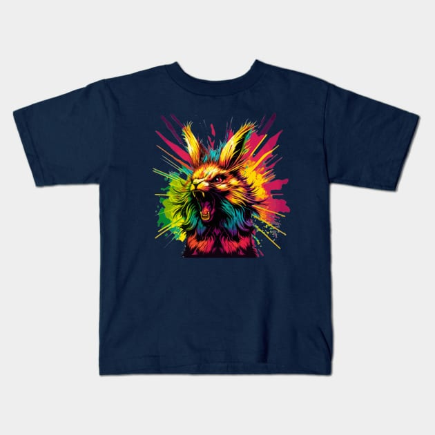 Rabid Rabbit - Roaring with RAGE Kids T-Shirt by INLE Designs